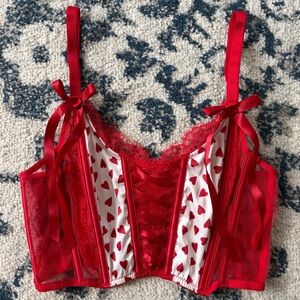 Victoria's Secret Dream Angels Heart Printed Lace Corset Top MEDIUM